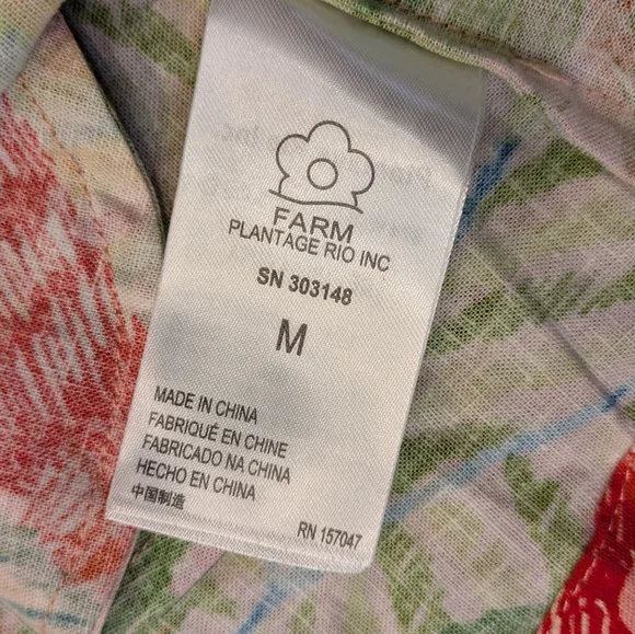 Farm Rio Macaw Leaves Cutout Waist Linen Blend Mini Dress Size M - Picture 4 of 14